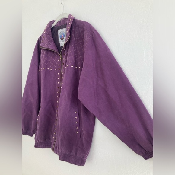 Vintage 100% Silk Purple Beaded Zip Up Jacket Long Sleeve by Atlantic Beach - Picture 4 of 12